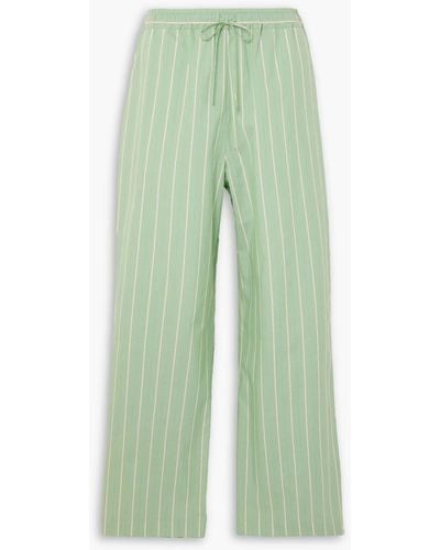 Marni Striped Cotton Wide-leg Trousers - Green