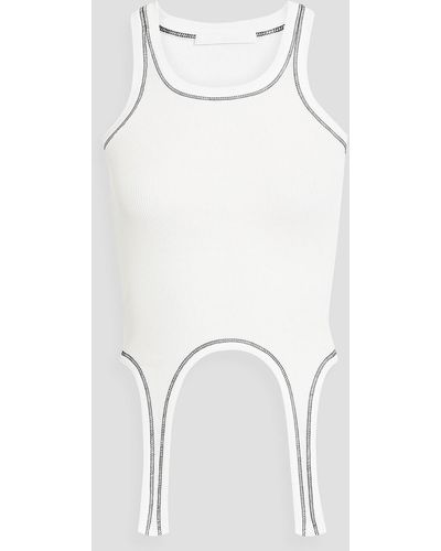Helmut Lang Cropped Ribbed Cotton-jersey Tank - White