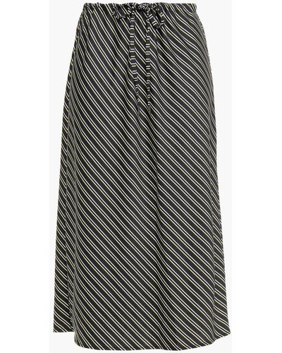 T By Alexander Wang Striped Satin-crepe Midi Skirt - Black