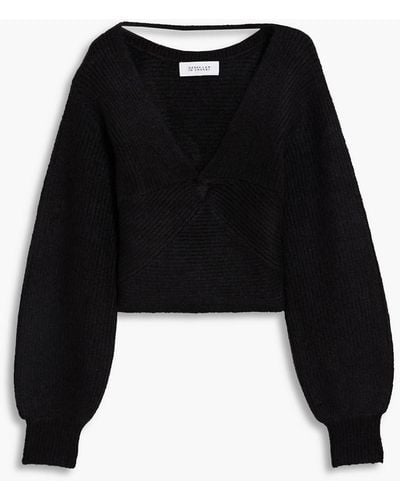 10 Crosby Derek Lam Marnie Twist-front Brushed Ribbed-knit Sweater - Black