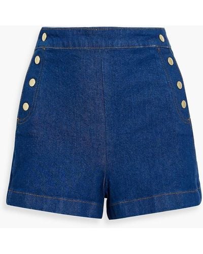 FRAME Snap-detailed Denim Shorts - Blue