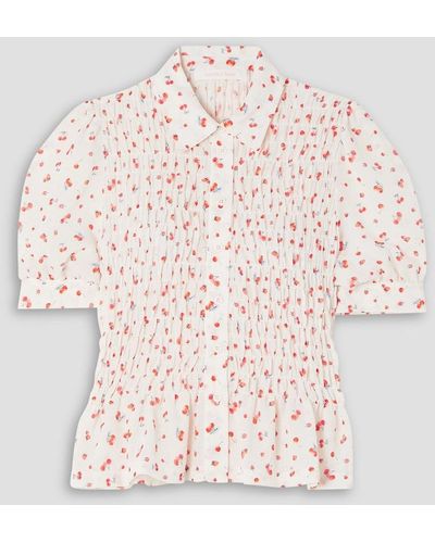 See By Chloé Winona Shirred Printed Georgette Blouse - Pink