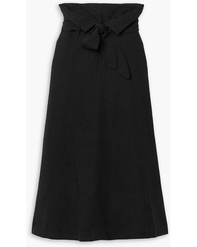 Mara Hoffman Anna Belted Tm Lyocell And Linen-blend Midi Skirt - Black