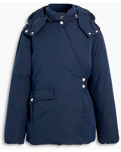 Ganni Wrap-effect Recycled Shell Hooded Jacket - Blue