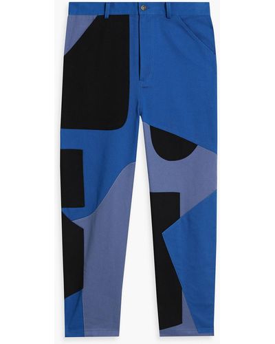 JW Anderson Patchwork-effect Cotton-drill Pants - Blue