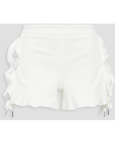RED Valentino Lace-up Ruffle-trimmed Cotton-blend Shorts - White