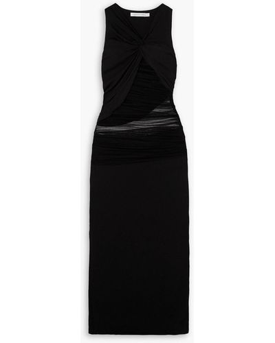 Christopher Esber Semblance Twist-front Silk-tulle And Stretch-jersey Maxi Dress - Black