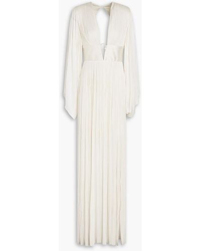 Maria Lucia Hohan Thais Cutout Plissé Silk-tulle Gown - White