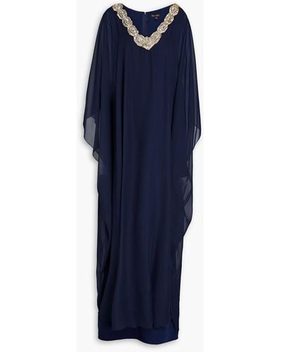 Reem Acra Drapierte robe aus voile mit verzierung - Blau