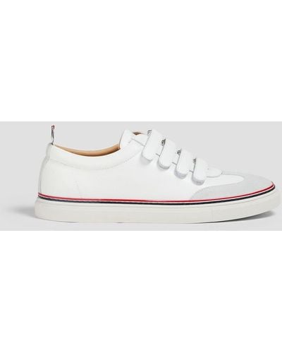Thom Browne Leather And Suede Sneakers - White