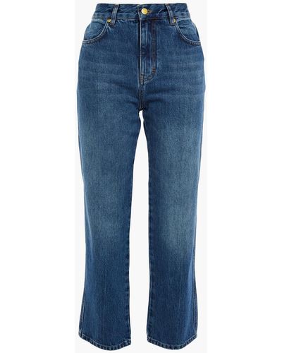 Victoria Beckham Faded High-rise Straight-leg Jeans - Blue