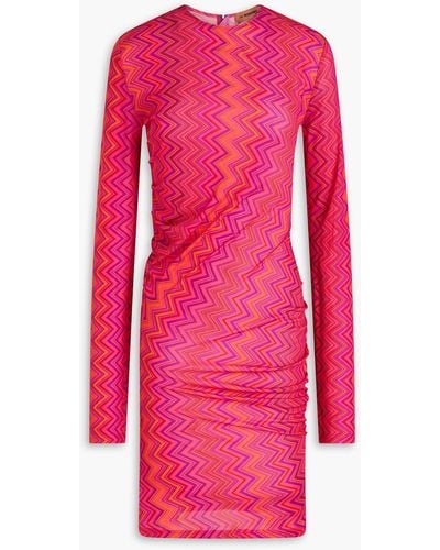 Missoni Ruched Printed Jersey Mini Dress - Pink