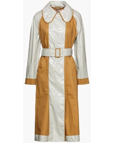 ALEXACHUNG Double-breasted Belted Coated Gabardine Trench Coat - Grey