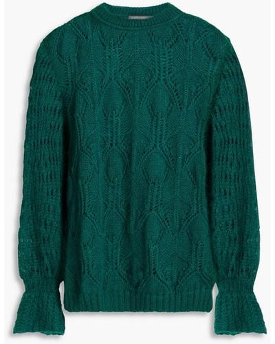 Alberta Ferretti Pointelle-knit Mohair-blend Jumper - Green