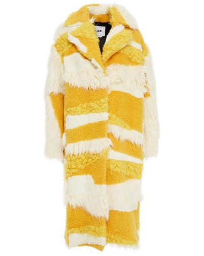 MSGM Panelled Wool-blend Coat - Yellow