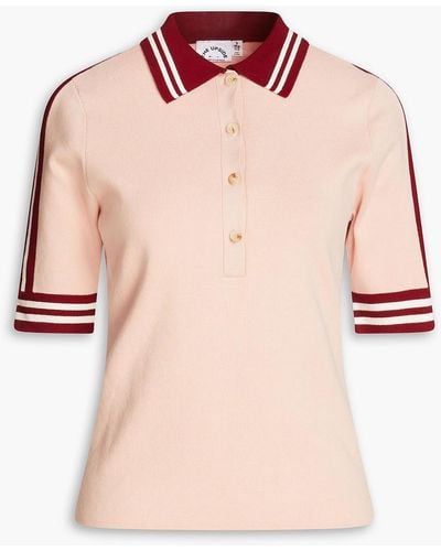 The Upside Fleur Saasha Striped Cotton-blend Polo Shirt - Pink