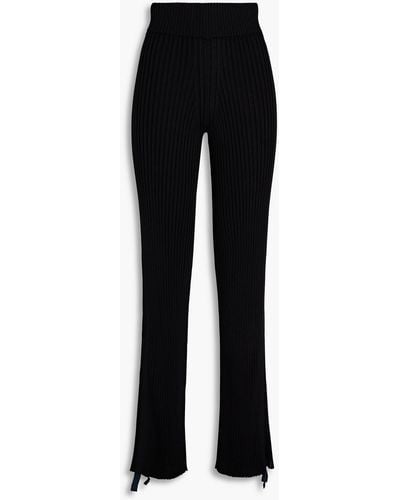 Dion Lee Ribbed Cotton-blend Flared Trousers - Black