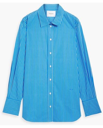 FRAME Oversized Striped Cotton-poplin Shirt - Blue