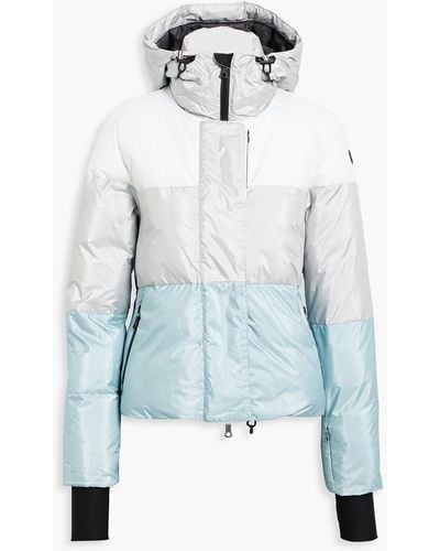Erin Snow Lolita Color-block Quilted Hooded Ski Jacket - Blue