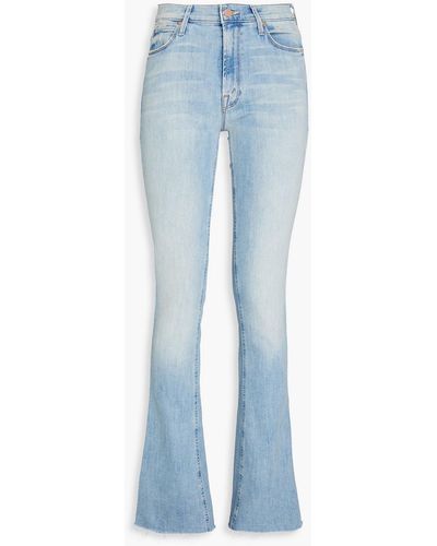 Mother Runaway Fray Frayed Mid-rise Flared Jeans - Blue