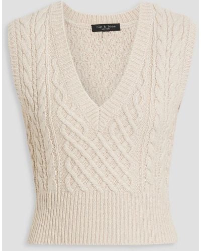Rag & Bone Elizabeth Cable-knit Wool, Cotton And Alpaca-blend Vest - Natural