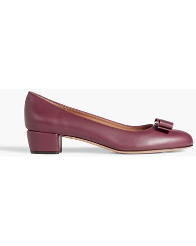 Ferragamo Vara Bow-detailed Faux Leather Pumps - Red