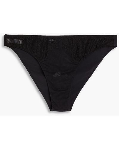 I.D Sarrieri Embroidered Tulle Mid-rise Briefs - Black