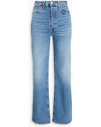 RE/DONE Hoch sitzende jeans mit weitem bein in ausgewaschener optik - Blau