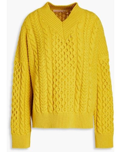 &Daughter Cable-knit Wool Jumper - Yellow