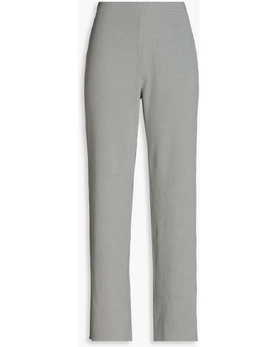 Vince Ribbed-knit Straight-leg Trousers - Grey