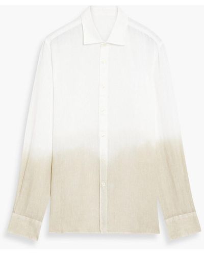 120% Lino Dip-dyed Linen Shirt - White