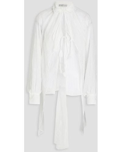 Palmer//Harding Bluse aus voile in knitteroptik mit lochstickerei-besatz - Weiß