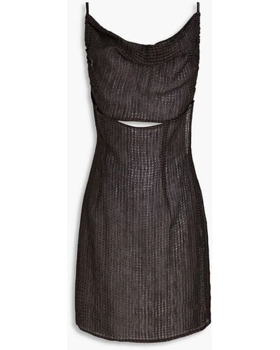 LeKasha Cutout Linen-gauze Mini Dress - Black