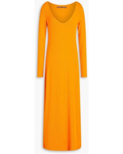 Enza Costa Ribbed Jersey Midi Dress - Orange