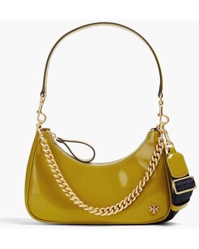Tory Burch Mercer Patent-leather Shoulder Bag - Yellow