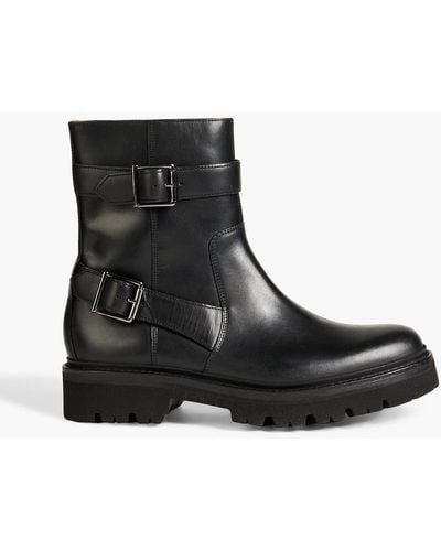 Grenson Natasha Buckled Leather Ankle Boots - Black