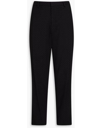 Emporio Armani Tapered Cotton-blend Jacquard Suit Trousers - Black