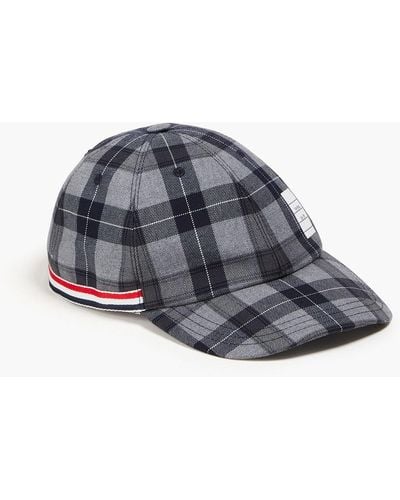 Thom Browne Checked Wool-blend Twill Cap - Grey