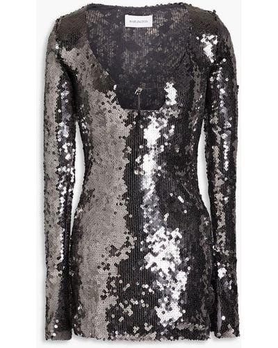 16Arlington Solaria Sequined Mesh Mini Dress - Black