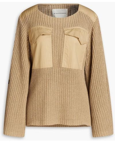 By Malene Birger Kali Twill-paneled Knitted Sweater - Natural