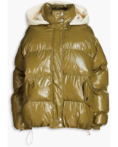 Maje Garate Quilted Coated Shell Hooded Jacket - Green