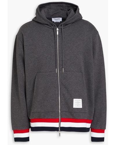 Thom Browne French Cotton-terry Zip-up Hoodie - Grey