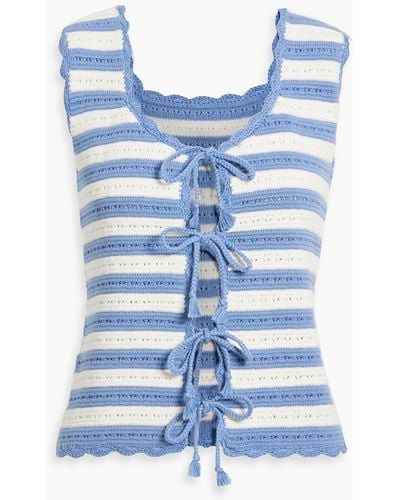 Shrimps Coco Striped Crocheted Cotton Vest - Blue