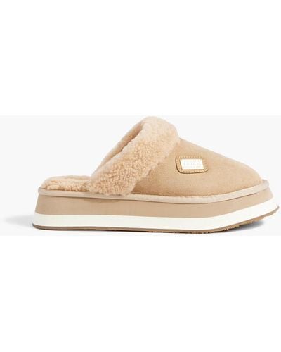 Australia Luxe Slippers aus shearling mit plateau - Weiß