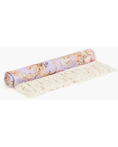 Zimmermann Fringed Floral-print Cotton Beach Towel - Pink