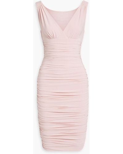 Norma Kamali Tara Ruched Stretch-jersey Mini Dress - Pink