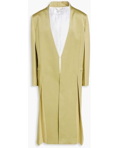 Victoria Beckham Tweed-paneled Satin-crepe Coat - Yellow