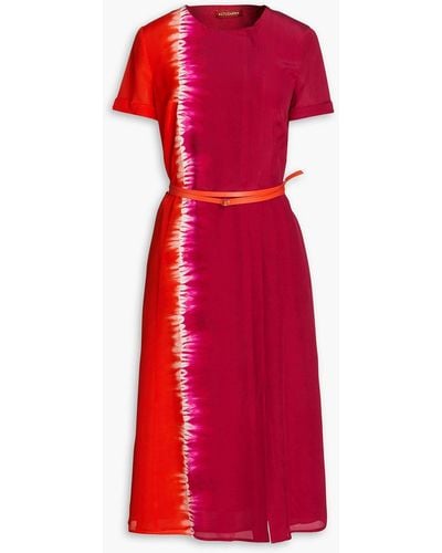 Altuzarra Blood Orange Tie-dyed Silk-crepe Midi Dress - Red