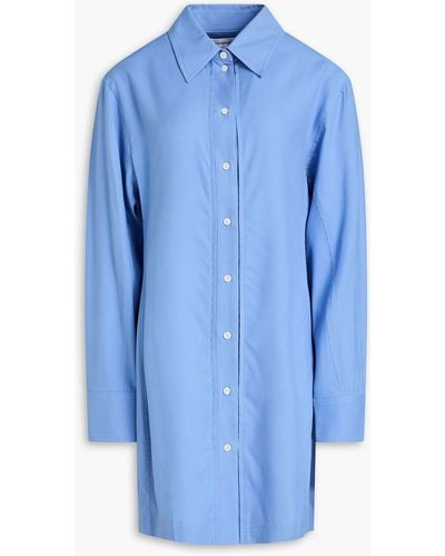 Victoria Beckham Silk Mini Shirt Dress - Blue