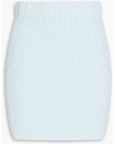 ROTATE BIRGER CHRISTENSEN Kristina Bouclé-knit Cotton-blend Mini Skirt - Blue
